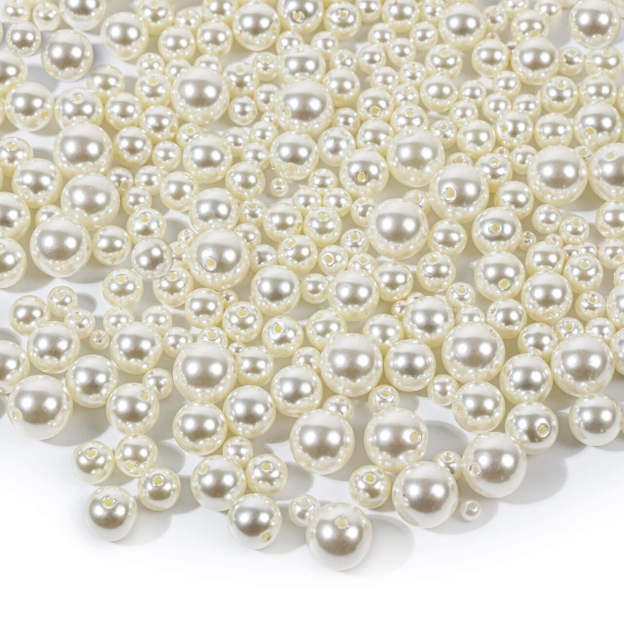 800 Pieces Ivory Pearl Craft Beads Loose Pearls for Jewelry Making, Crafts, Decoration and Vase Filler (Assorted Sizes)